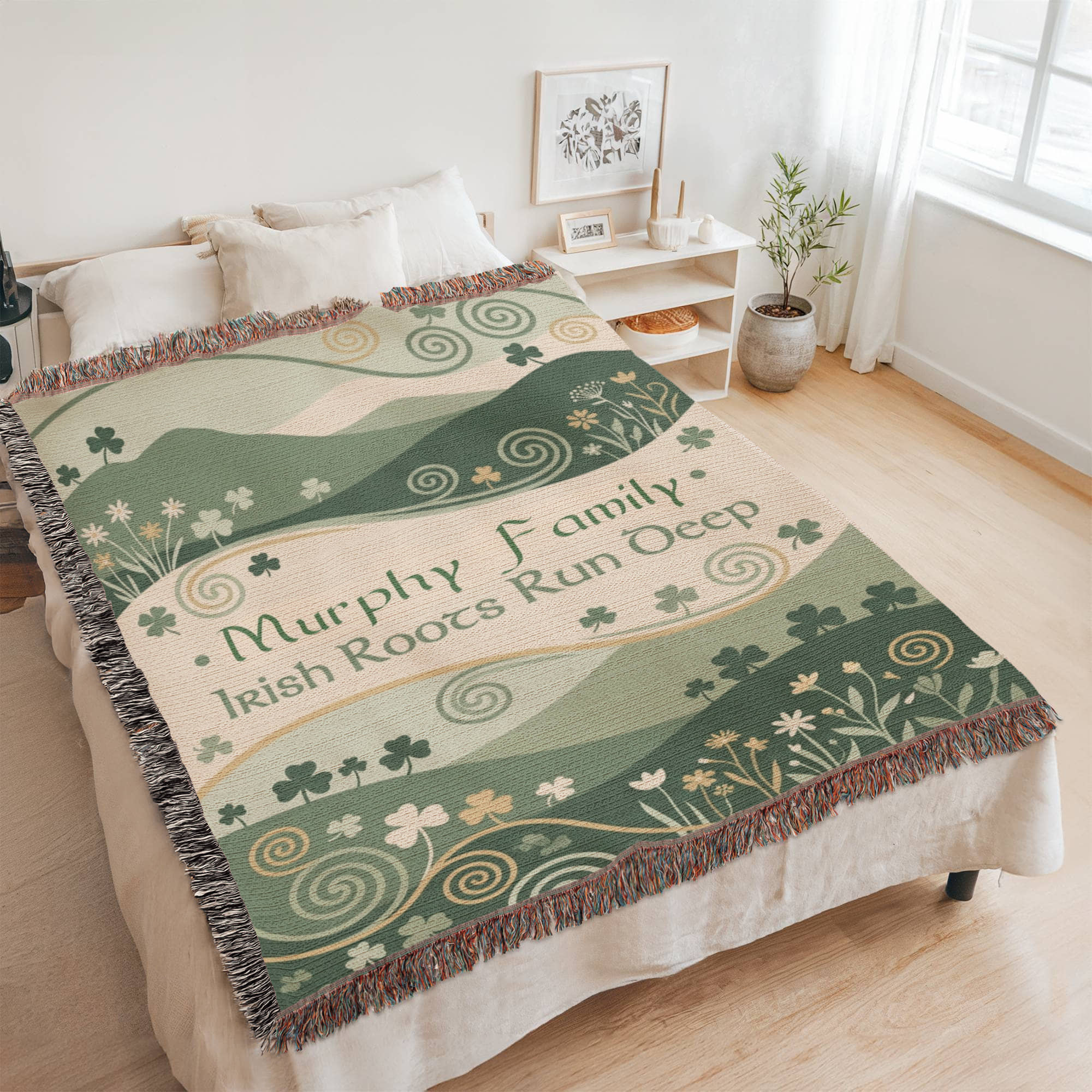 Personalized Irish Family Blanket | Rolling Hills Cotton Throw