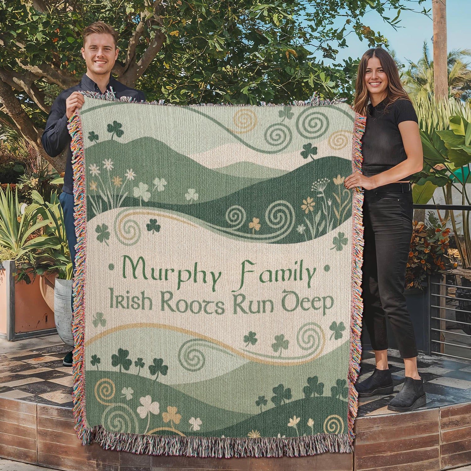 Personalized Irish Family Blanket | Rolling Hills Cotton Throw