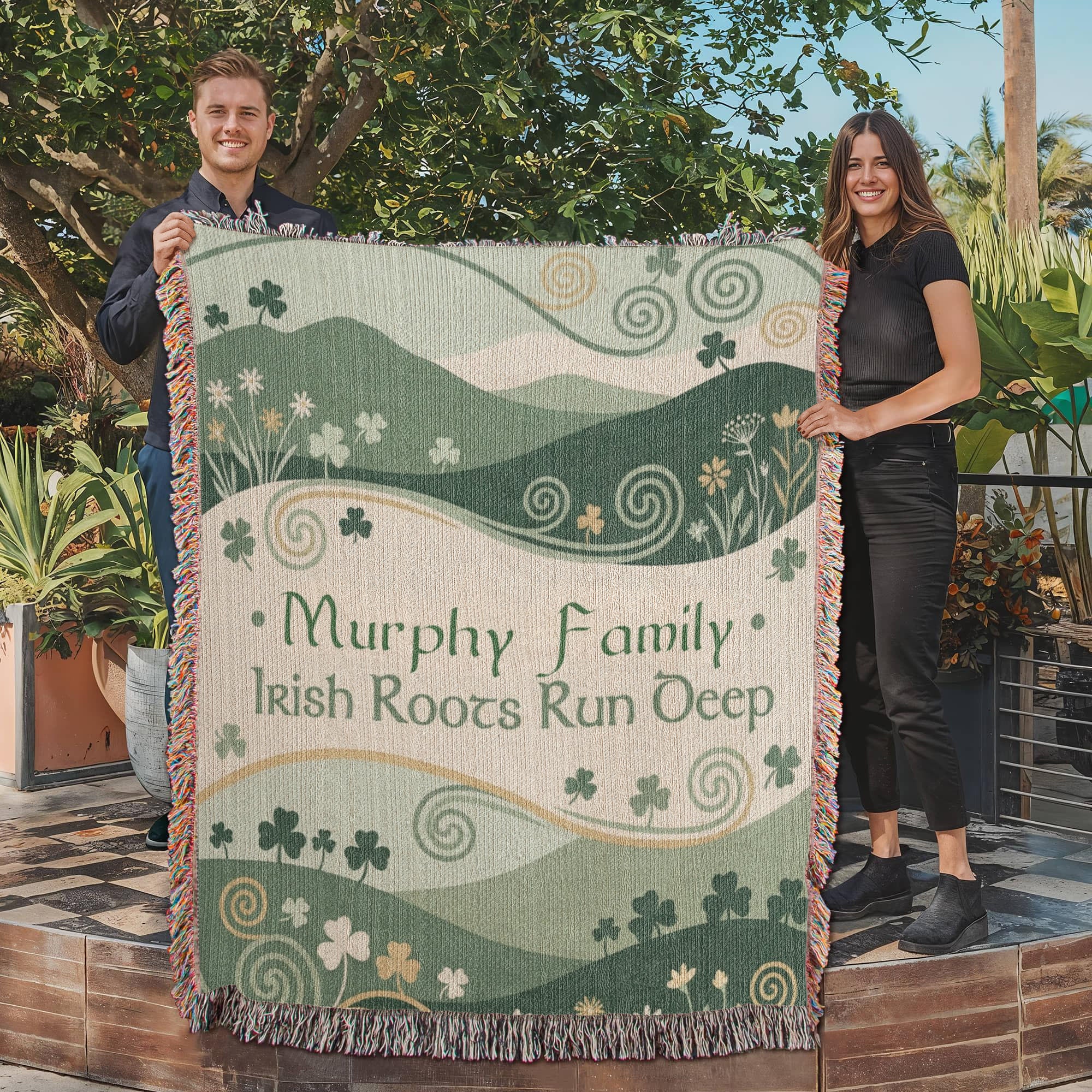 Personalized Irish Family Blanket | Rolling Hills Cotton Throw