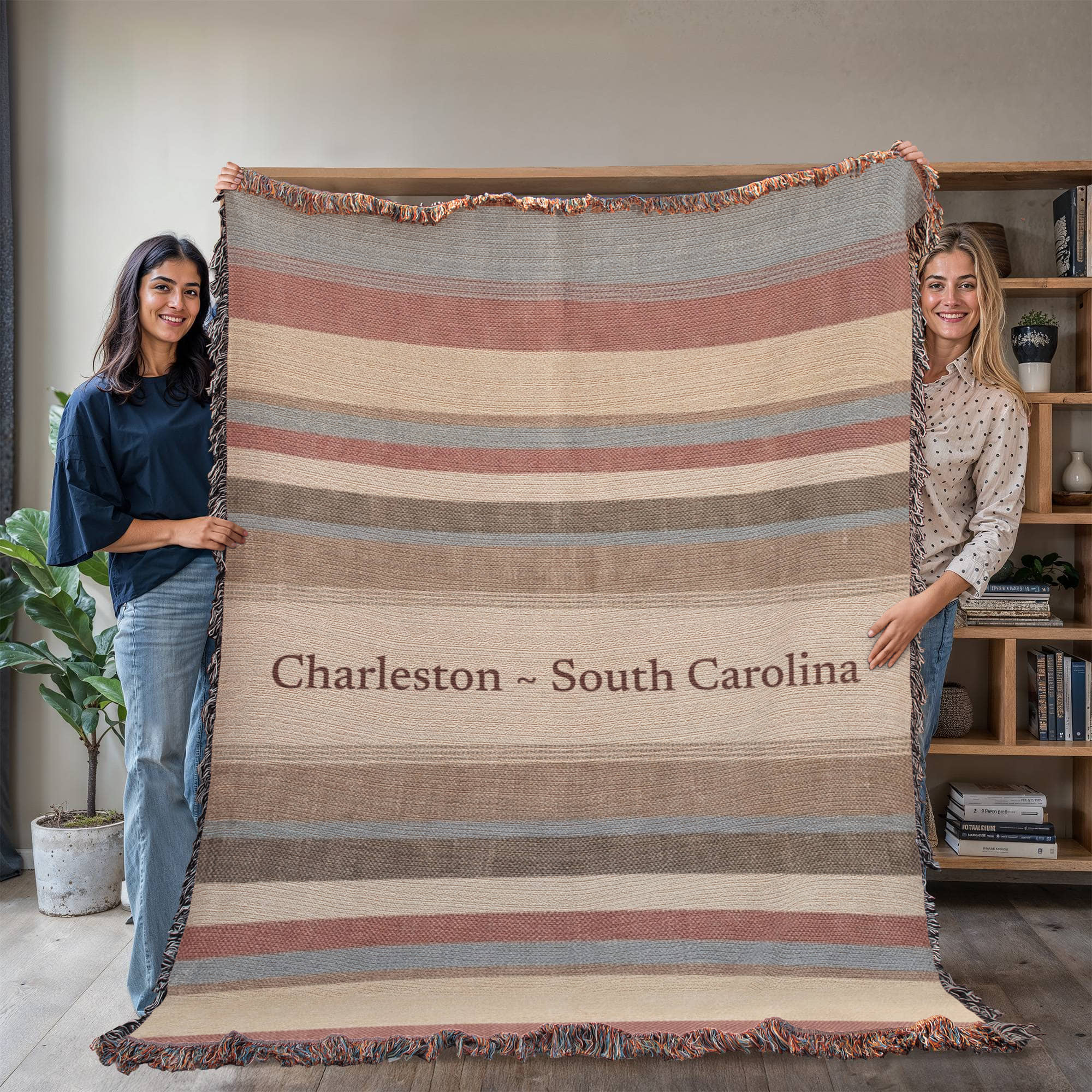 Striped Custom City State Blanket