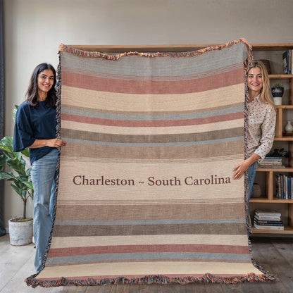 Striped Custom City State Blanket
